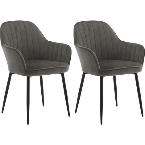 Klihome Set of 2 Velvet & Metal Legs Dining Chairs Accent home & restaurants, Dark Grey (1/5)