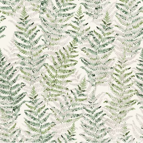 papier peint panoramique fougères vert et blanc - Komar (1/4)