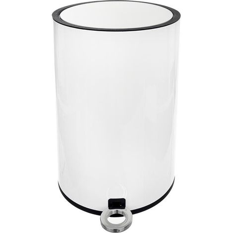 Weißer Metallabfalleimer mit Pedal, 6 l