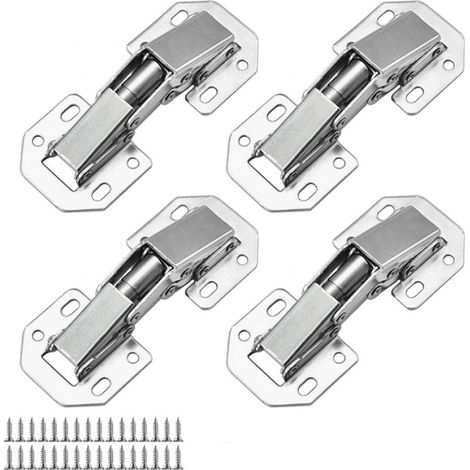 Lot de 4 charnières dissimulées à 90 degrés de 4 po pour portes sans cadre (1/5)