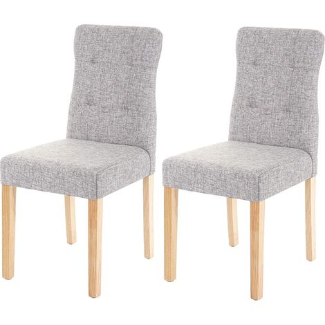 Lot de 2 chaises en tissu gris pieds en bois clair CDS04445 (1/4)