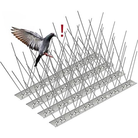 Taubenabwehr-Spike aus Edelstahl, 1 Meter, 4 Stück, Vogelabwehr-Spikes zum Abschrecken von Tauben, Krähen, Spatzen, Katzen, tierfreundlicher Vogelabwehr-Spike