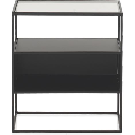 Table en métal noir avec plateau en verre (1/5)