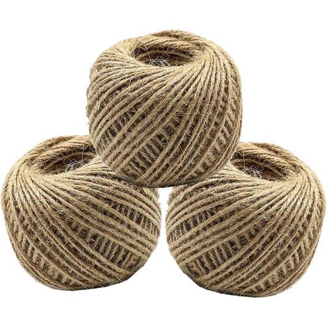 Lot de 3 rouleaux de corde de jute de 40 mètres chacun – Idéal pour le jardinage, la décoration, l'emballage cadeau et les loisirs créatifs (1/5)