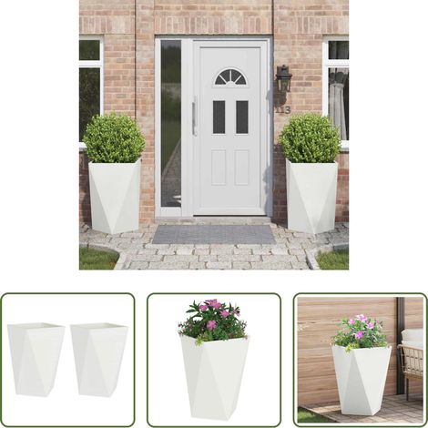 Terrassenpflanzer - Pflanzkübel 2 pcs Weiß 50 x 50 x 75 cm Stahl (1/5)