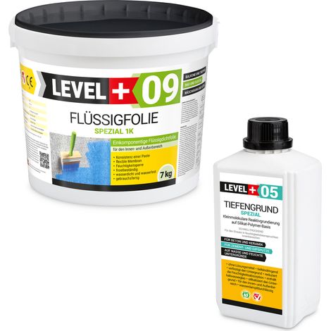 LEVEL+ Dichtset für Duschabdichtung Bad Dichtband Flüssigfolie 7kg SET74 (1/5)