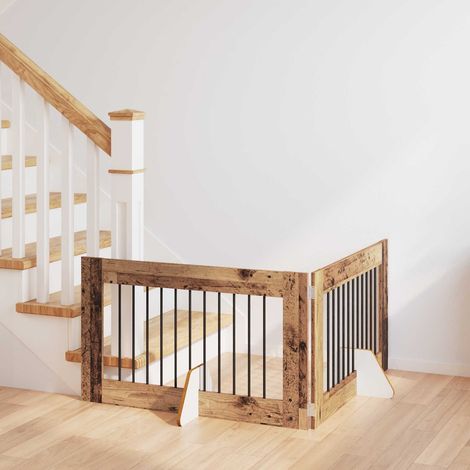 Puerta de perro con soportes 2 pcs Madera envejecida