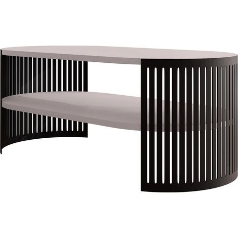 Mesa de centro Civer III, Negro + Cachemira, 40x50x100cm, Diámetro: 0, Aglomerado laminado, Ovalada