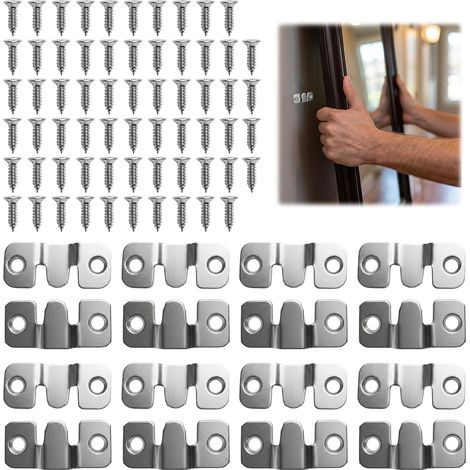 16 Pièces Support Montage Encastré Dissimulé, 44 x 19 mm Argent Supports Suspension Emboîtement Robuste avec Vis, Supports de Fixation Encastrés, en Acier Inoxydable, pour Cadres et Miroirs (1/5)
