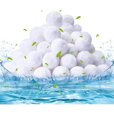 Balle filtrante Piscine 500g, remplace 28 kg de Sable filtrant, Boules filtrantes réutilisables, Boules filtrantes pour piscines, Aquariums, Convient à Divers Systèmes de Filtration, Blanc