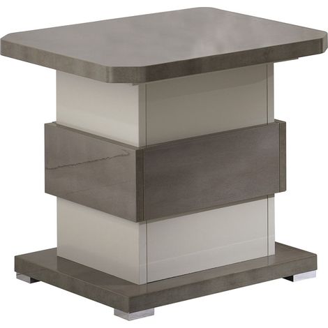 AUXANE - Table d'Appoint Gris Acier Metallisé et Gris Perle Mat (1/3)