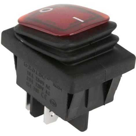 4PCS 220V Interrupteur à Bascule ON-OFF DPST 4-Broches Arrêt Interrupteur Etanche avec Voyant Lampe Rouge Vert
