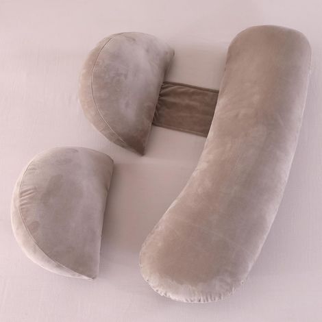 Pregnancy Pillow – Pregnancy pillow for back, hip, and leg support, soft maternity pillow for pregnant women, double removable and adjustable wedge with cover (velvet) (1/5)