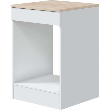 Module de cuisine Kira avec niche pour four en blanc brillant et chêne canadien, 60 x 90 x 60 cm