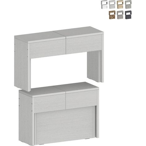Set: 2 ausziehbare Bänke 66-290 cm für Esstisch Pratika A + B - Weiß Shabby (1/5)