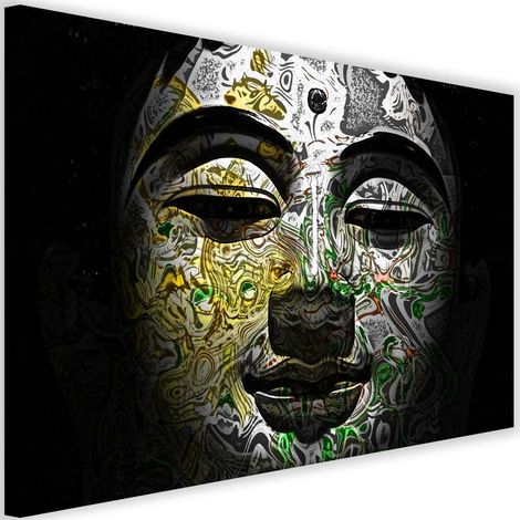 Tableau sur toile Abstrait Peinture Bouddha Visage 60x40 (1/5)