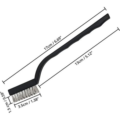 Mini Brosse Métallique (Lot de 20) - Brosse Acier Inoxydable avec Manche Incurvé & Trou d’Accroche - Brosse Fer pour Nettoyer Four, Évier, Travail du Métal, Soudure, Rouille & Poussière, (1/4)