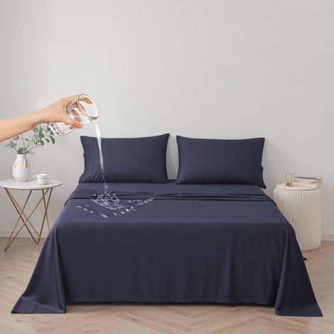 Couvre-lit imperméable, Drap de lit imperméable, protège-Matelas, Housse de canapé pour Chien, Chat, Enfants, pour lit Queen Size (Bleu Marine, Queen 200 230cm) (1/5)