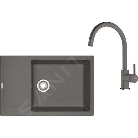 Franke - Set de cuisine G277ŠK, évier en fragranit MRG 611-78 + robinet FN 6018.084, gris pierre 114.0700.799 (1/4)