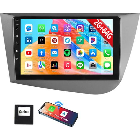Autoradio 32/64 Go pour Seat Leon 1P1 (2005-2012) Android 15, CarPlay, GPS, Bluetooth, RDS - 4+64G (1/5)