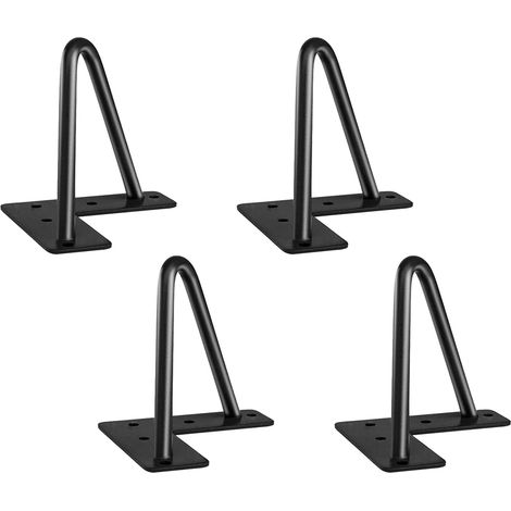 Lot de 4 Pieds de Table Basse Industrielle,Pied Épingle 20cm/ 8in,Hairpin Legs Support de Table en Fer Forge,Pied de Meuble Métal Noir pour Table Basse,Meuble Bas,Meuble TV (1/5)