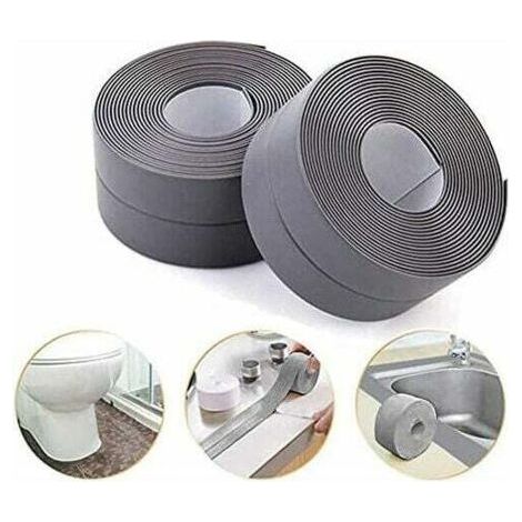 Sealing Strip, Bathroom Gray Silicone Seal Tape Bathtub PE Self Adhesive for Kitchen Corner Caulking 38mm 3.2m - (2pack) (1/3)