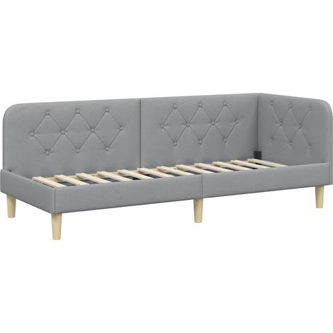 Corner Bed Frame Light Grey 80 x 200 cm Fabric vidaXL