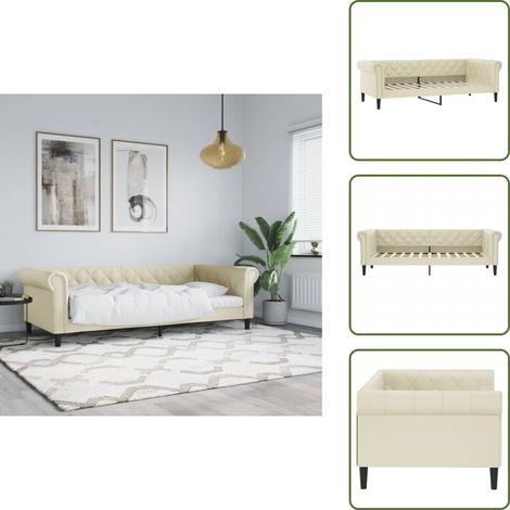 Lit - vidaXL Lit de jour sans matelas crème 90x200 cm similicuir - Canapé de jour (1/5)