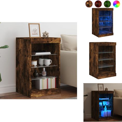 Sideboard mit LED-Leuchten Räuchereiche 41x37x67 cm - Schreibtisch - Wohnzimmermöbel - Sideboard - Regal - TV Stand (1/5)