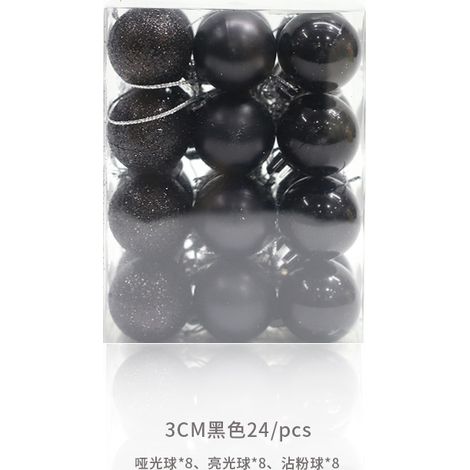 Boules de Noël électroplaquées, 3 cm, brillantes, roses et mates, 24 boîtes en PVC colorées, décorations de Noël, boîtes carrées noires de 3 cm.