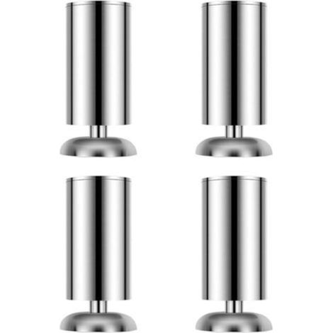 Set of 4 Furniture Legs, 50 x 80mm Round Stainless Steel Table Legs with Rubber Mat, for Table, Bed (1/5)