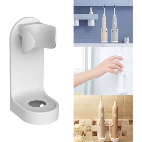 Soporte de pared para cepillo de dientes - 2 piezas - para un lavabo ordenado - baño - cepillo de dientes eléctrico (1/2)