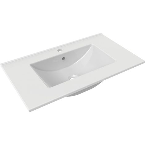 Lavabo incassato 80, ceramica bianca, 16,5x81x46 cm (1/4)