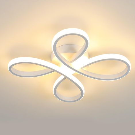Plafonnier LED Moderne, Lampe de Plafond 30W 3400LM, Luminaire Plafonnier Forme de Fleur pour Couloir, Balcon, Chambre, Salon, Salle à Manger, Lumière Chaude 3000K, 30cm, Blanc (1/5)