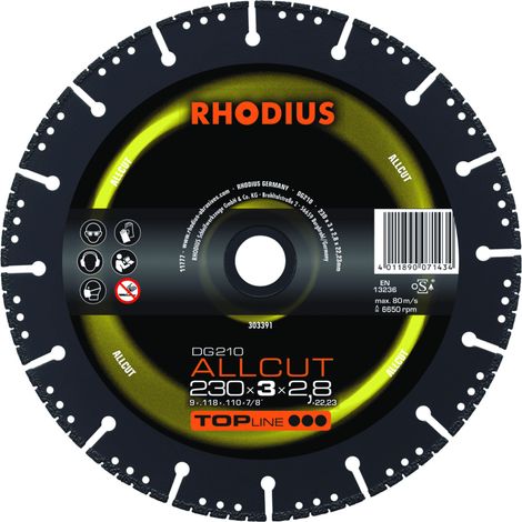 RHODIUS DG210 ALLCUT, 1 Stück, 230 x 3,0 x 2,8 mm, Diamanttrennscheibe (1/2)