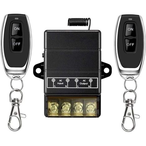 Commutateur de relais sans fil, 328FT 220V Relay 40A Commutateur RF sans fil pour appareils ménagers, pompes à eau, plafonniers et équipements (interrupteur à distance noir) (1/5)