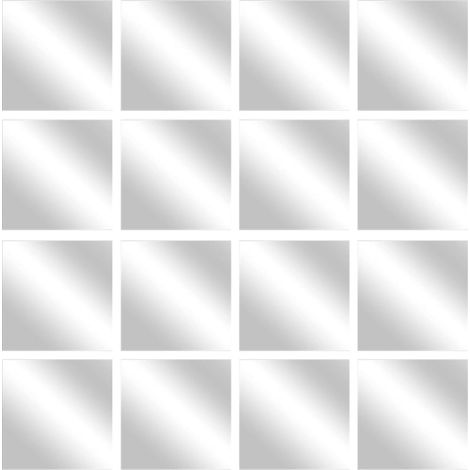 Schlafzimmer 16 pcs Selbstklebende Acryl Spiegelquadrate aus Silber mit Schutzfolie für und