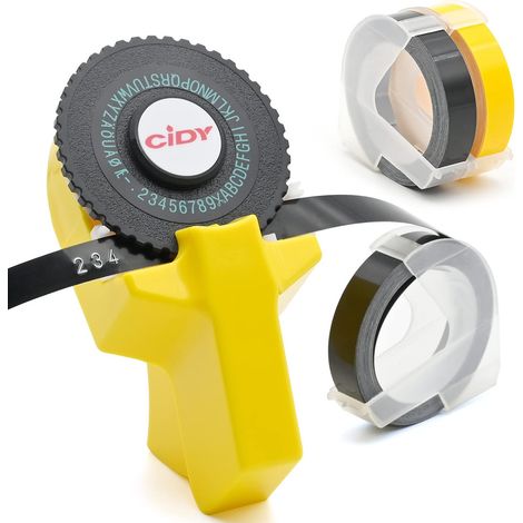 Imprimante d'étiquettes 3D Mini Click, petite machine à étiqueter et à gaufrer manuellement, avec 2 rouleaux adhésifs, idéale pour les articles ménagers, les supermarchés et les bureaux. (1/3)