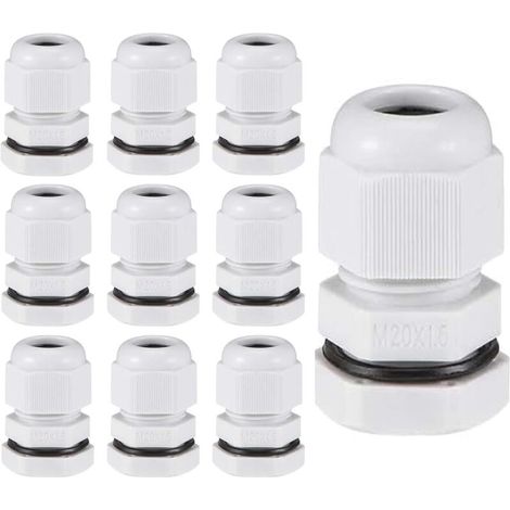 10 pressacavi M20, regolabili da 6 a 12 mm, impermeabili IP68, ingresso cavi metrico in plastica per scatola di giunzione da giardino, grigio