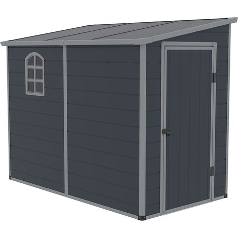 Abri de jardin en plastique adossé 1,5 x 2,5 m – Panneaux en polypropylène résistants aux intempéries – Système de montage coulissant – Westmann