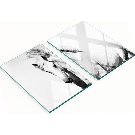 Tablas de vidrio decorativas multifuncionales para cocina, diseño de caballo blanco, 2x40x52 cm. (1/5)