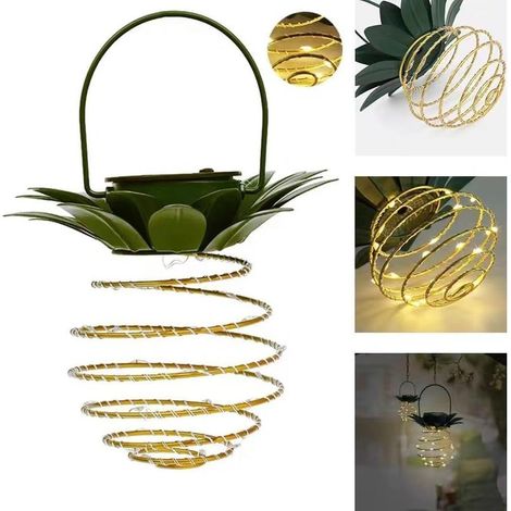 60 LED solaire alimenté lustres d'ananas lumière chaude, LED fer et cuivre fil de lumière, extérieur cour décoration paysage lumières de rue. [Classe énergétique A] (1/5)