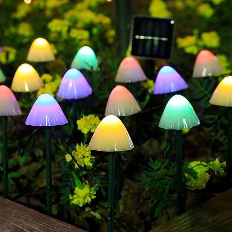 5 mètres 20 lumières Guirlande lumineuse solaire prise de terre guirlande lumineuse champignon