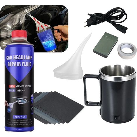 Kit de restauration de phares, 500 ml de polymère, polissage efficace, adapté à la restauration, soin complet des phares, précautions pour liquide volatil (1/5)