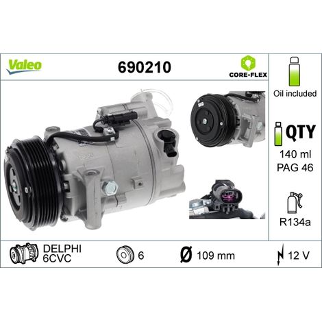 Compresseur, climatisation Valeo 690210 CHEVROLET 13346491 13346493 13346495