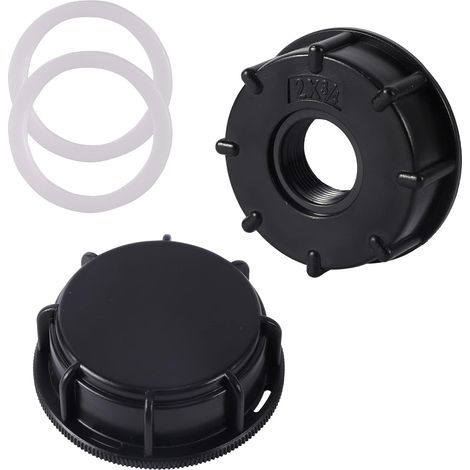 Adaptateur IBC S60 x 6, filetage intérieur 3/4" avec couvercle de réservoir, couvercle de fermeture, tuyau d'arrosage, adaptateur de robinet IBC, accessoires pour réservoir d'eau de pluie, (1/5)