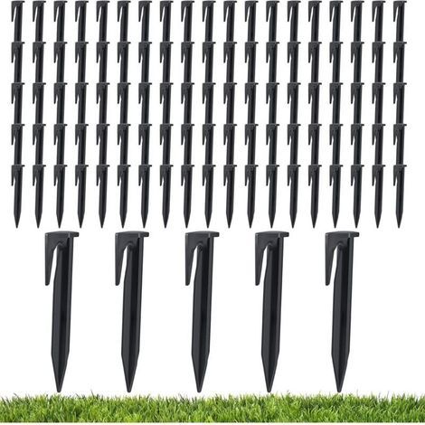 100 piquets de fixation pour câbles périmétriques, crochets pour robot tondeuse, piquets de terre pour câbles périmétriques, supports de câbles, compatibles avec Worx,   et Gardena (1/4)