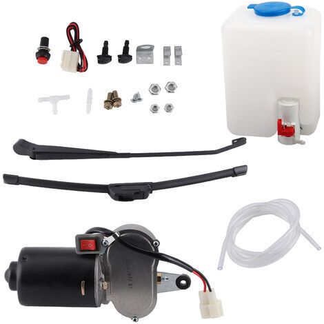 QORVA-Accessoires automobiles de réservoir de lave-glace, Kit d'assemblage d'essuie-glace électrique, bras de lame de moteur, tuyau de pulvérisation pour UTV ATV (1/5)