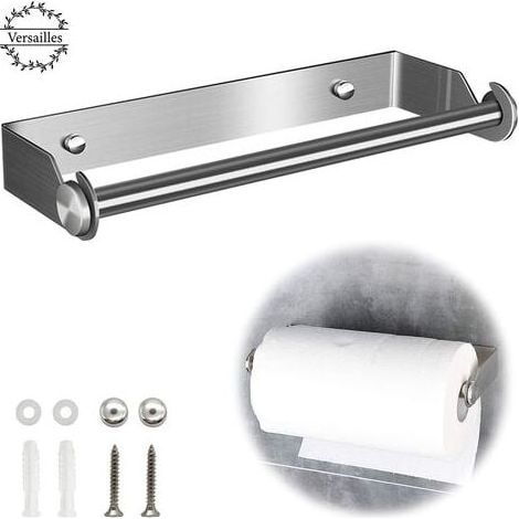 [NON UTILIZZATO] Set di due portasciugamani Portasciugamani da cucina Distributore di carta in acciaio inox Portasciugamani da cucina Rotolo di carta da parete (argento e nero)