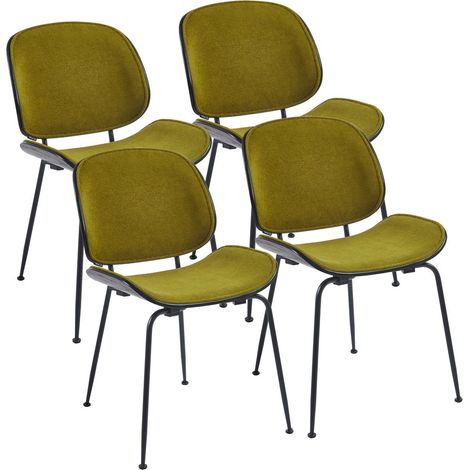 Set da 4 sedie da sala da pranzo verdi con gambe in metallo nere - Elizabeth (1/5)